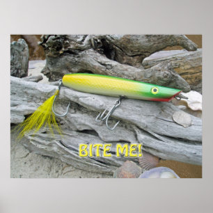 Plakat AJS Popper Green Greenie Köder "Beiß mich!"