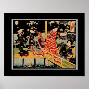 Plakat Asiatische Vintage-Kunst Utagawa Kunichika 
