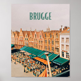 Plakat Brügge Belgien Foto Vintage