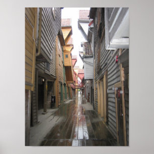 Plakat: Bryggen Gehweg, Bergen, Norwegen Poster
