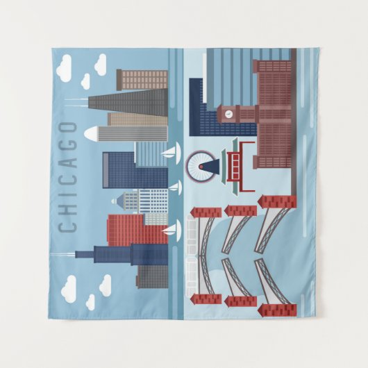 Plakat Chicagos Illinois Wandteppich (Vorderseite)