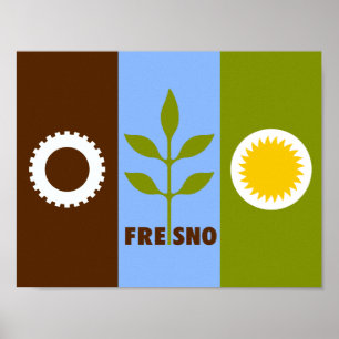 Plakat der Flagge der Stadt Fresno, Kalifornien