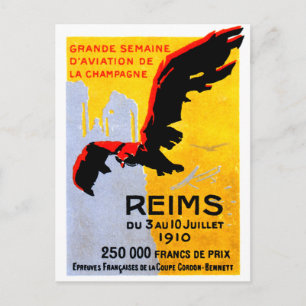 Plakat der Luftfahrtschau Reims 1910 Postkarte