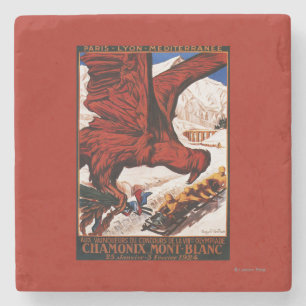 Plakat der Olympischen Winterspiele 1924 Steinuntersetzer