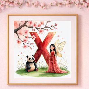 Plakat der Panda-Fee mit dem Buchstaben X - Chines