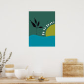 Plakat der Wand minimalistisch grüne Sonne trendy (Küche)