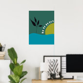 Plakat der Wand minimalistisch grüne Sonne trendy (Heimbüro)