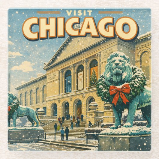 Plakat des Art Institute of Chicago im Winter Glasuntersetzer (Vorderseite)