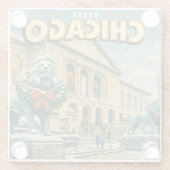 Plakat des Art Institute of Chicago im Winter Glasuntersetzer (Rückseite)