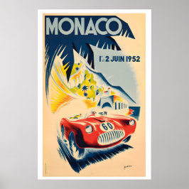 Plakat des Grand Prix von Monaco 1952 im Vintage-R