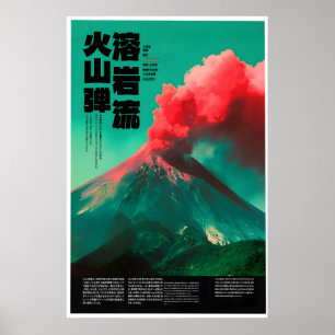 Plakat des Vulkanausbruchs – Japanische Bildung
