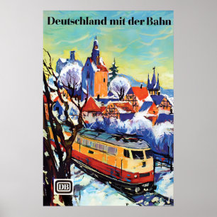 Plakat Deutsche Bahn Deutschland mit dem Zug (1964