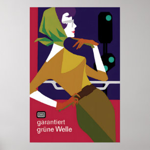 Plakat Deutsche Bahn - Grüne Welle - 1962 Deutsche