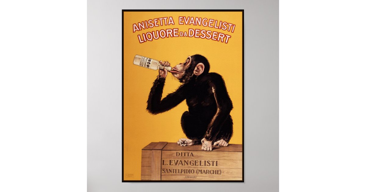 Plakat/Druck: Anissetta Alkohol-Affe Poster | Zazzle.de