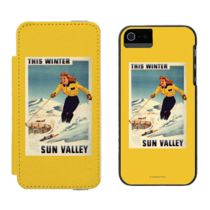 Plakat einer rothaarigen Frau, die lächelt und Ski Incipio Watson™ iPhone 5 Geldbörsen Hülle
