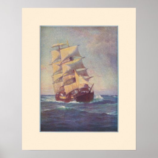 Plakat eines Rahsegelschiffs (Vorne)