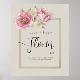 Plakat FLOWER BAR für Junggesellinnenabschiede.