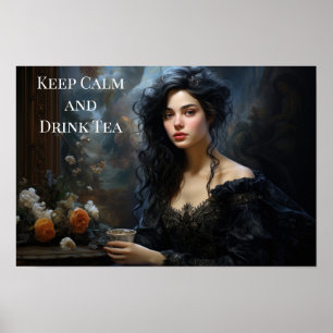 Plakat - Frau trinkt Tee