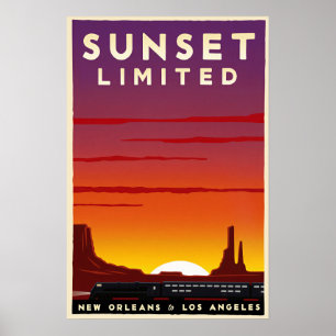 Plakat für die Sunset Limited Bahnreise