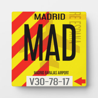 Plakat für Gepäck am Flughafen Madrid Fotoplatte