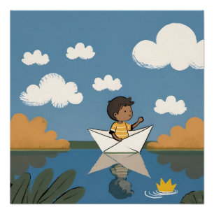 Plakat für Kinder und Papierboote Poster