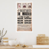 Plakat für Lincolns Ermordung 1865 belohnen (Küche)