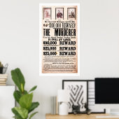 Plakat für Lincolns Ermordung 1865 belohnen (Heimbüro)
