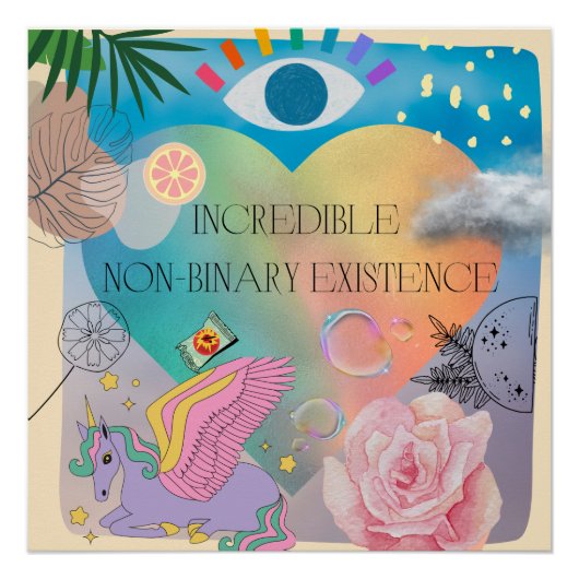 Plakat für nichtbinäre Transgender-Einhorn Poster (Vorderseite)