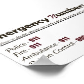 Plakat für Notrufnummern (Ecke)