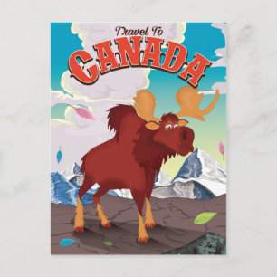 Plakat für Reisen nach Kanada Vintager Cartoon Postkarte