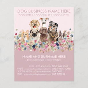 Plakat für rosa süßen Hund Hütedienst