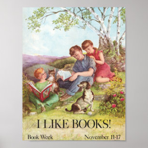 Plakat für Vintage-Bücherwerbung