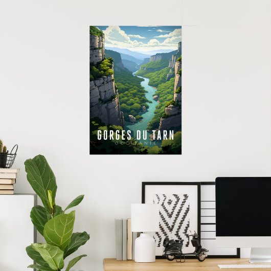 Plakat Gorges du Tarn - Frankreich - Illustration (Heimbüro)