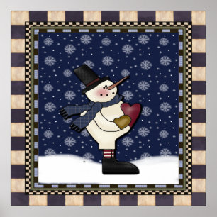 Plakat - großer Herz-Schneemann
