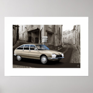 Plakat-Illustration Citroen GS Pallas Poster
