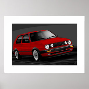 Plakat-Illustration des Golf-GTI mk2 Poster