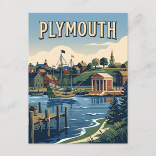 Plakat im Vintage-Stil für den Hafen von Plymouth, Postkarte