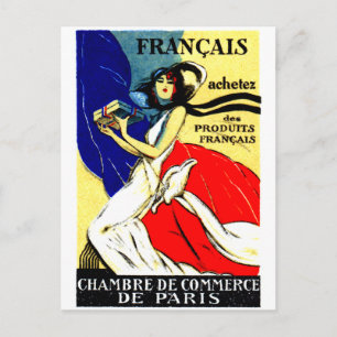 Plakat 'Kauft französische Produkte' von 1920 Postkarte