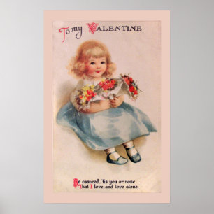 Plakat 'Kleines Mädchen mit Blumen'