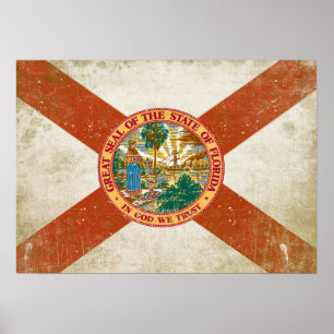 Plakat mit beunruhigter Flagge von Florida