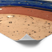 Plakat mit blauem Bogen und abstraktem Muster (Ecke)