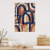 Plakat mit blauem Bogen und abstraktem Muster (Küche)
