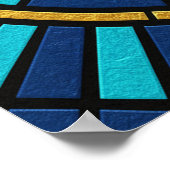 Plakat mit Jazz-Trompetern in Blau und Gold als Gl (Ecke)