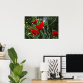 Plakat mit Mohnblumen in der Natur (Heimbüro)