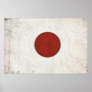 Plakat mit schmutziger Vintager Flagge von Japan