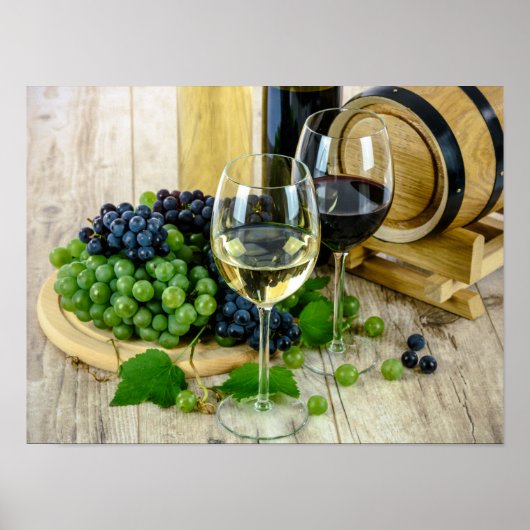 Plakat mit Trauben und Wein (Vorne)