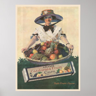 Plakat mit Vintage California Fruit Lady