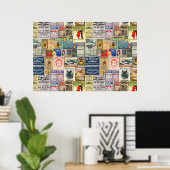 Plakat mit Vintage-Werbung oder für Decoupage (Heimbüro)