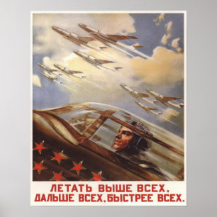 Plakat mit Vintager UDSSR-Luftwaffen-Propaganda