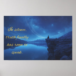 Plakat mit Zitat über Stille
